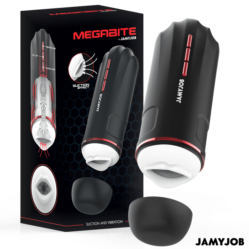 JAMYJOB - MEGABITE MASTURBADOR BOCA AUTOMÁTICO 5 MODOS SUCCIÓN Y VIBRACIÓN - Optelum