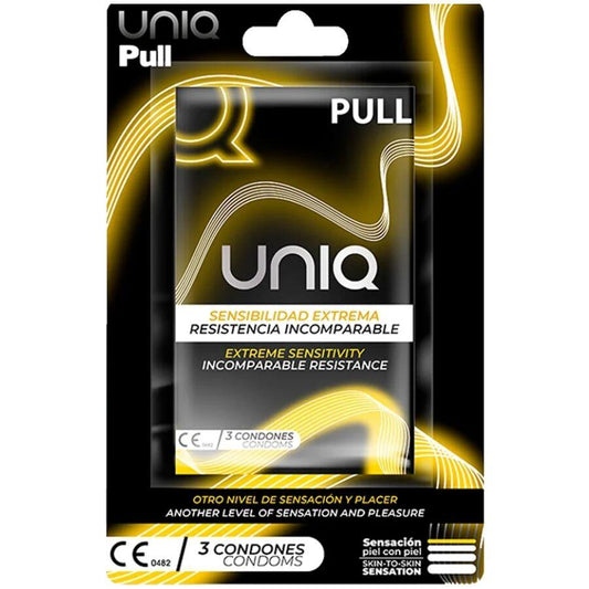 UNIQ - PULL PRESERVATIVOS CON TIRAS SIN LÁTEX 3 UNIDADES - Optelum