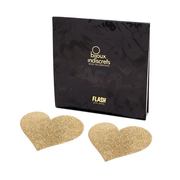 BIJOUX - INDISCRETS PEZONERAS FLASH CORAZÓN DORADO - Optelum