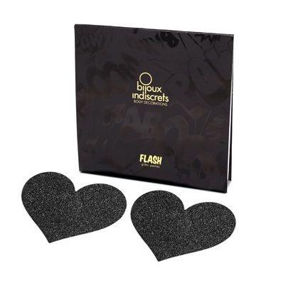 BIJOUX - INDISCRETS PEZONERAS FLASH CORAZÓN NEGRO - Optelum