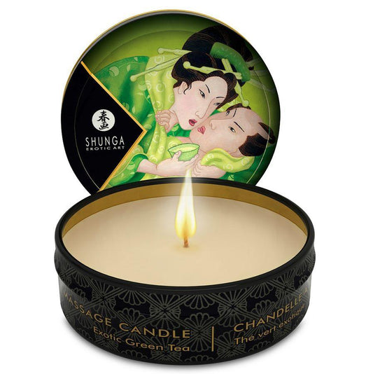 SHUNGA - MINI CARESS BY CANDELIGHT VELA MASAJE TÉ VERDE 30 ML - Optelum