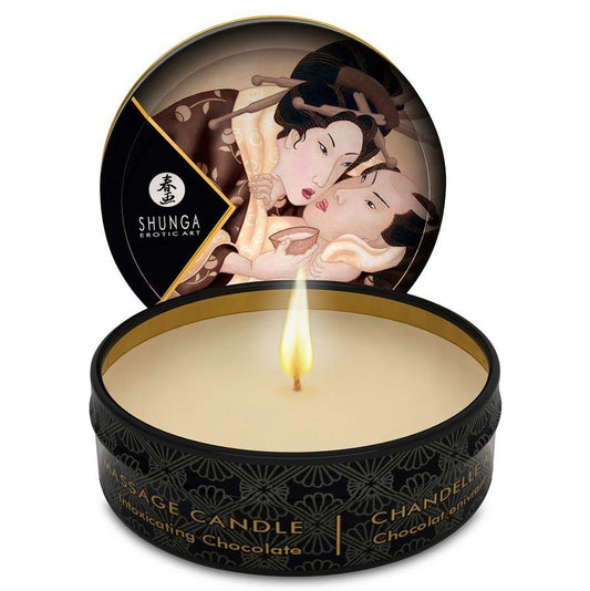 SHUNGA - MINI CARESS BY CANDELIGHT VELA MASAJE CHOCOLATE 30 ML - Optelum