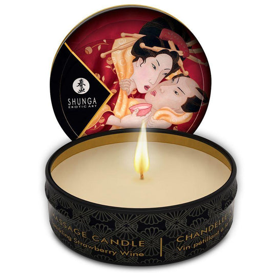SHUNGA - MINI CARESS BY CANDELIGHT VELA MASAJE FRESAS Y CAVA 30 ML - Optelum