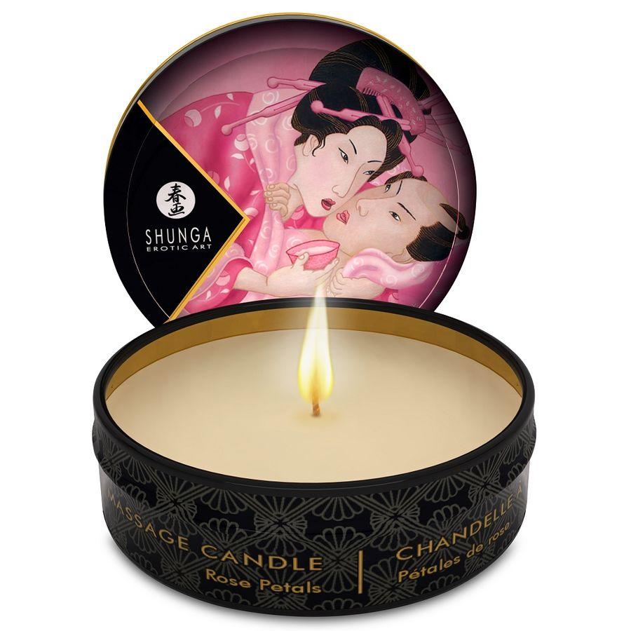 SHUNGA - MINI CARESS BY CANDELIGHT VELA MASAJE ROSAS 30 ML - Optelum