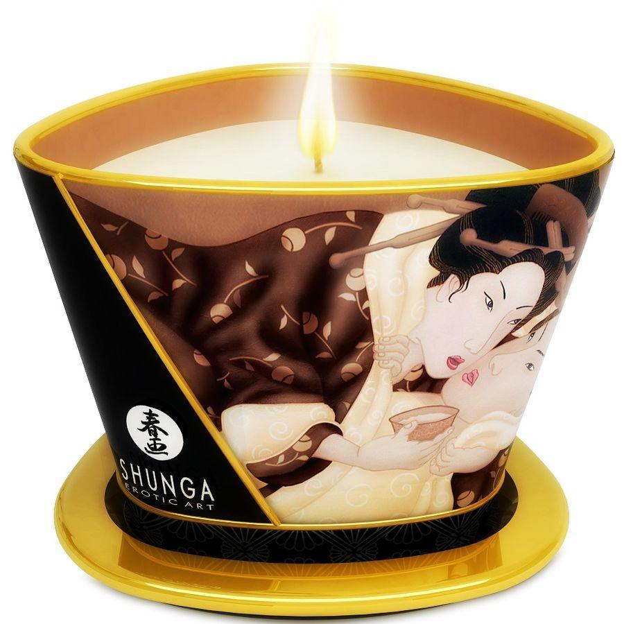 SHUNGA - MINI CARESS BY CANDELIGHT VELA MASAJE CHOCOLATE 170 ML - Optelum