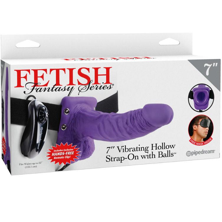 FETISH FANTASY SERIES - 7 ARNÉS VIBRADOR CON TESTICULOS HUECO MAN 17.8 CM LILA - Optelum