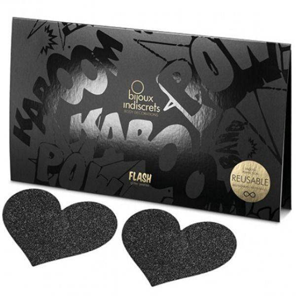 BIJOUX - INDISCRETS PEZONERAS FLASH CORAZÓN NEGRO - Optelum