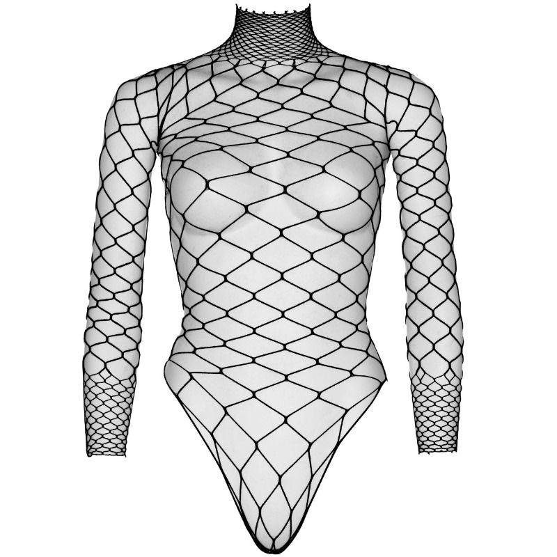 LEG AVENUE - TEDDY CUERPO DE RED MANGA LARGA NEGRO S/M - Optelum