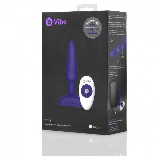 B-VIBE - TRIO CONTROL REMOTO PLUG ANAL LILA - Optelum