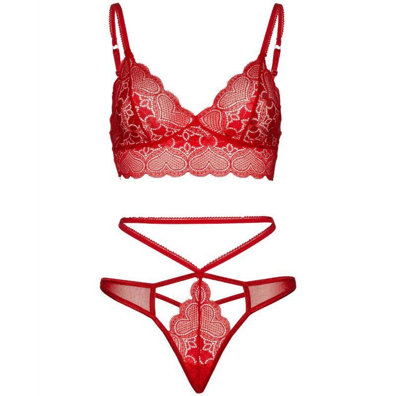 LEG AVENUE - SET 2 PIEZAS CON TANGA DOBLE TIRANTA S/M ROJO - Optelum