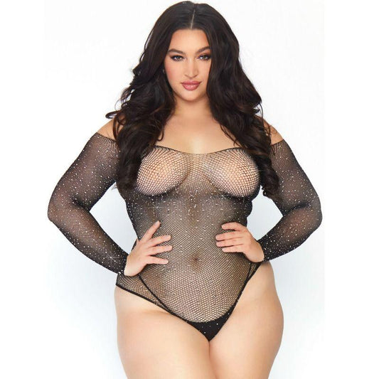 LEG AVENUE - CRYSTALIZED FISHNET BODYSTOCKING 1X-2X - Optelum