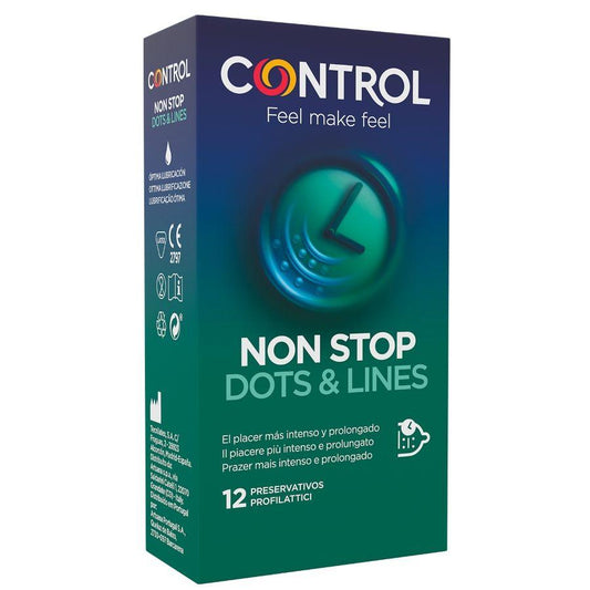 CONTROL - NONSTOP PUNTOS Y ESTRIAS PRESERVATIVOS 12 UNIDADES - Optelum
