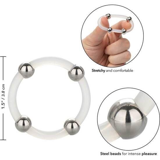 CALEXOTICS - ANILLO DE SILICONA CON CUENTAS DE ACERO TALLA L - Optelum