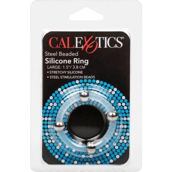 CALEXOTICS - ANILLO DE SILICONA CON CUENTAS DE ACERO TALLA L - Optelum