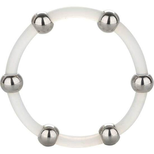 CALEXOTICS - ANILLO DE SILICONA CON CUENTAS DE ACERO TALLA XL - Optelum