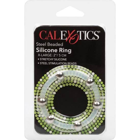 CALEXOTICS - ANILLO DE SILICONA CON CUENTAS DE ACERO TALLA XL - Optelum