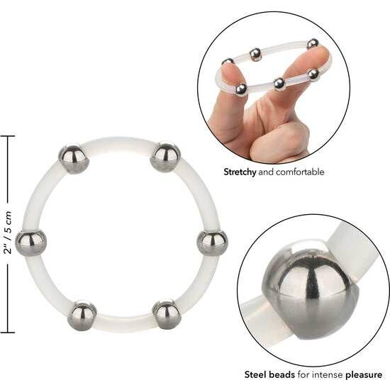 CALEXOTICS - ANILLO DE SILICONA CON CUENTAS DE ACERO TALLA XL - Optelum