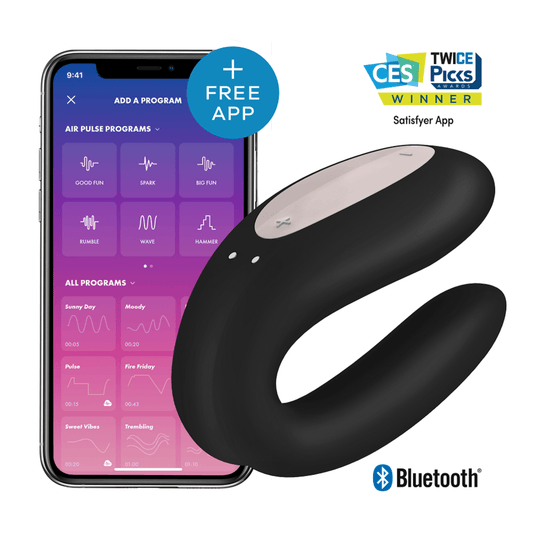 SATISFYER - DOUBLE JOY CON APP ORO NEGRO - Optelum