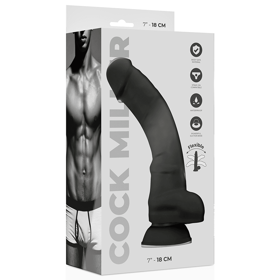 COCK MILLER - SILICONA DENSITY COCKSIL ARTICULABLE NEGRO 18 CM - Optelum