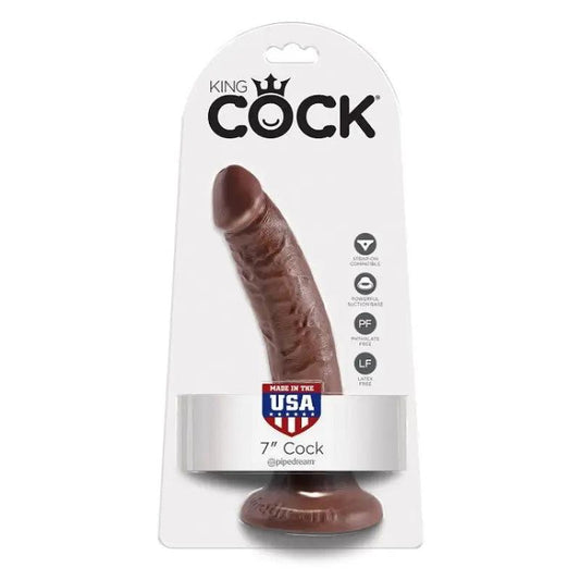 KING COCK - 7 PENE COLOR CHOCOLATE 17.8 CM - Optelum