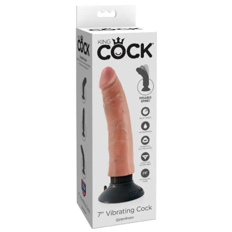 KING COCK - DILDO VIBRADOR 17.78 CM NATURAL - Optelum