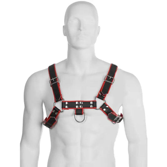 LEATHER BODY - CHAIN HARNESS III BLACK / RED - Optelum