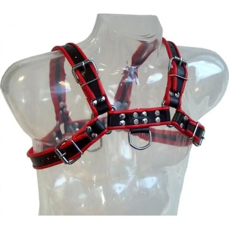 LEATHER BODY - CHAIN HARNESS III BLACK / RED - Optelum