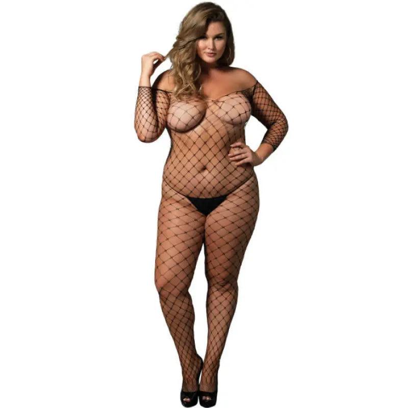 LEG AVENUE - OFF THE SHOULDER BODYSTOCKING NEGRO TALLA GRANDE - Optelum