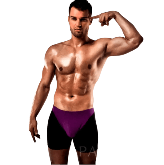 PASSION - BOXER 009 LILA/ NEGRO EROTIC LINGERIE S/M - Optelum