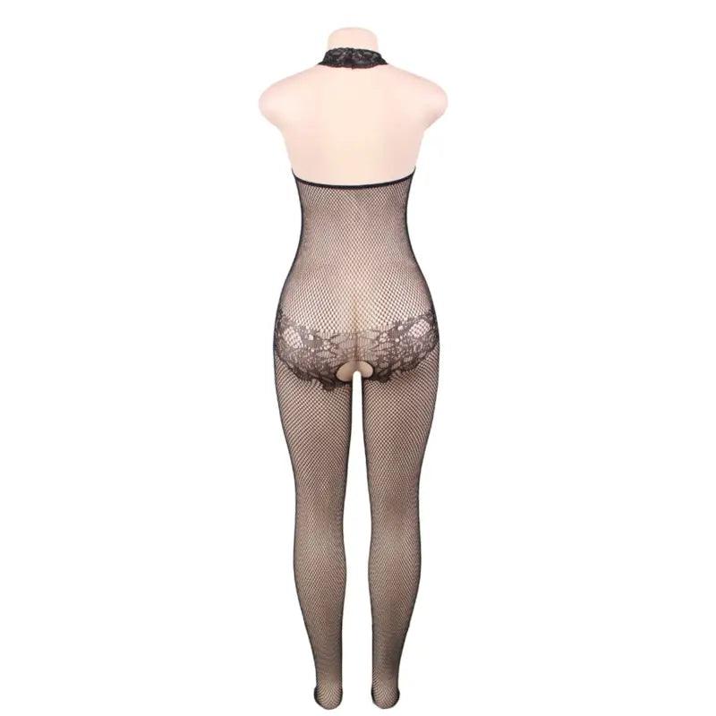 QUEEN LINGERIE - BODYSTOCKING CON ABERTURA Y ENCAJE FLORAL S/L - Optelum