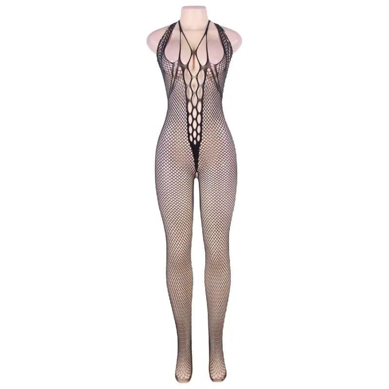 QUEEN LINGERIE - BODYSTOCKING CUELLO HALTER Y ESPALDA ABIERTA S/L - Optelum