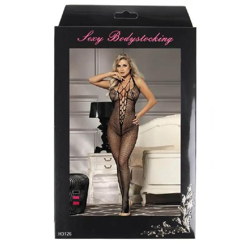 QUEEN LINGERIE - BODYSTOCKING CUELLO HALTER Y ESPALDA ABIERTA S/L - Optelum