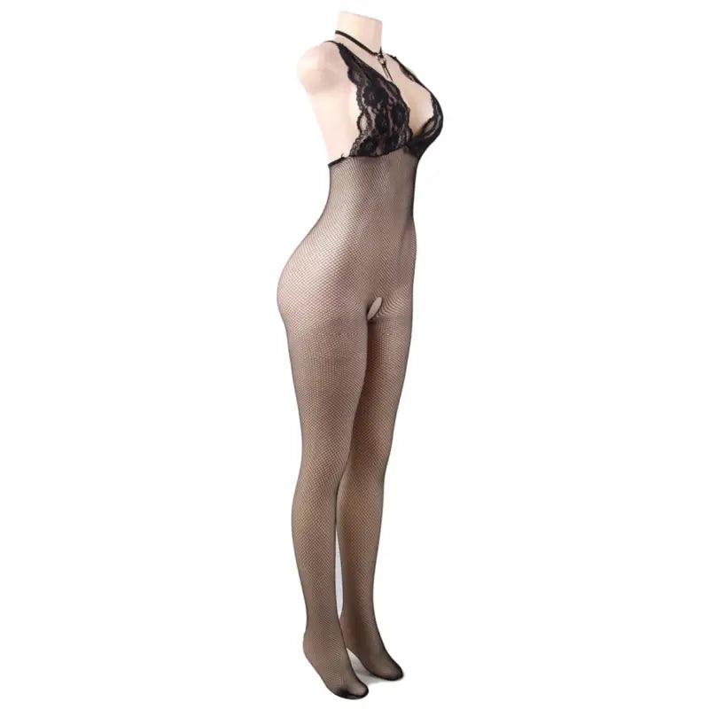 QUEEN LINGERIE - BODYSTOCKING CUERPO DE RED CON ABERTURA S/L - Optelum