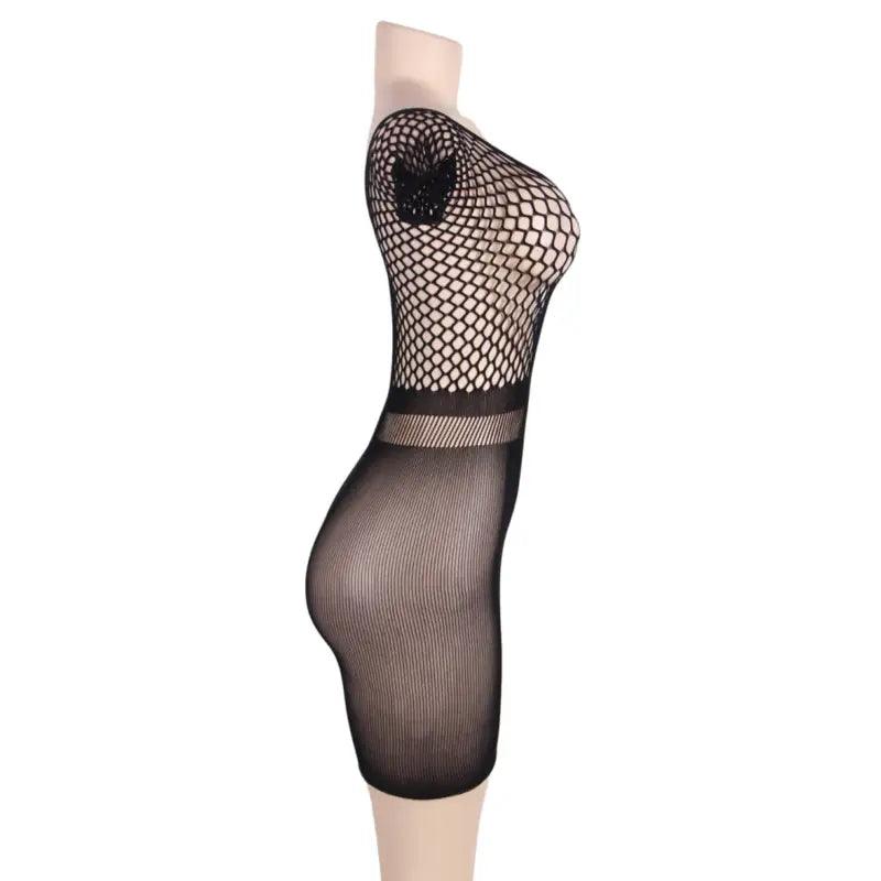 QUEEN LINGERIE - VESTIDO CUERPO DE RED MANGA CORTA S/L - Optelum