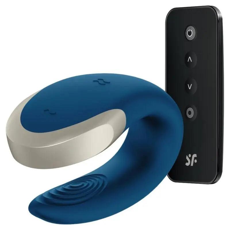 SATISFYER - APP DOUBLE LOVE VIBRADOR PAREJAS LUXURY AZUL - Optelum