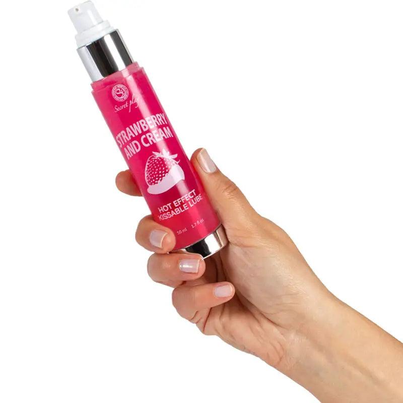 SECRETPLAY - LUBRICANTE 2-1 EFECTO CALOR FRESA&NATA 50 ML - Optelum