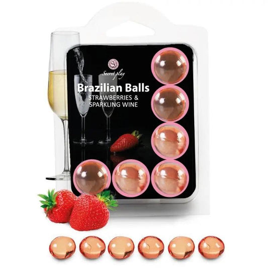 SECRETPLAY - SET 6 BRAZILIANS BALLS FRESAS CON CAVA - Optelum