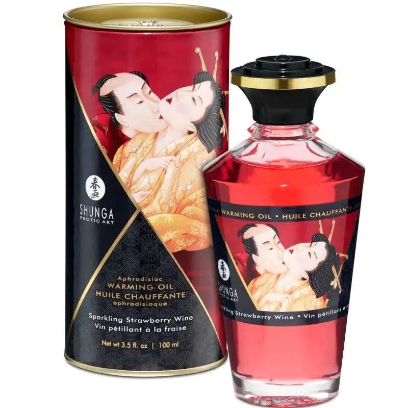 SHUNGA - ACEITE MASAJE EFECTO CALOR FRESAS Y CAVA 100 ML - Optelum