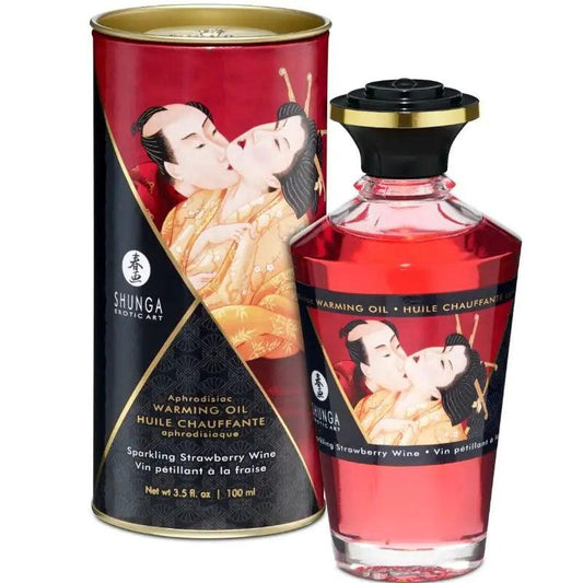 SHUNGA - ACEITE MASAJE EFECTO CALOR FRESAS Y CAVA 100 ML - Optelum