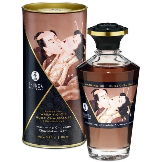 SHUNGA - ACEITE MASAJE EFECTO CALOR SABOR INTENSO CHOCOLATE 100 ML - Optelum