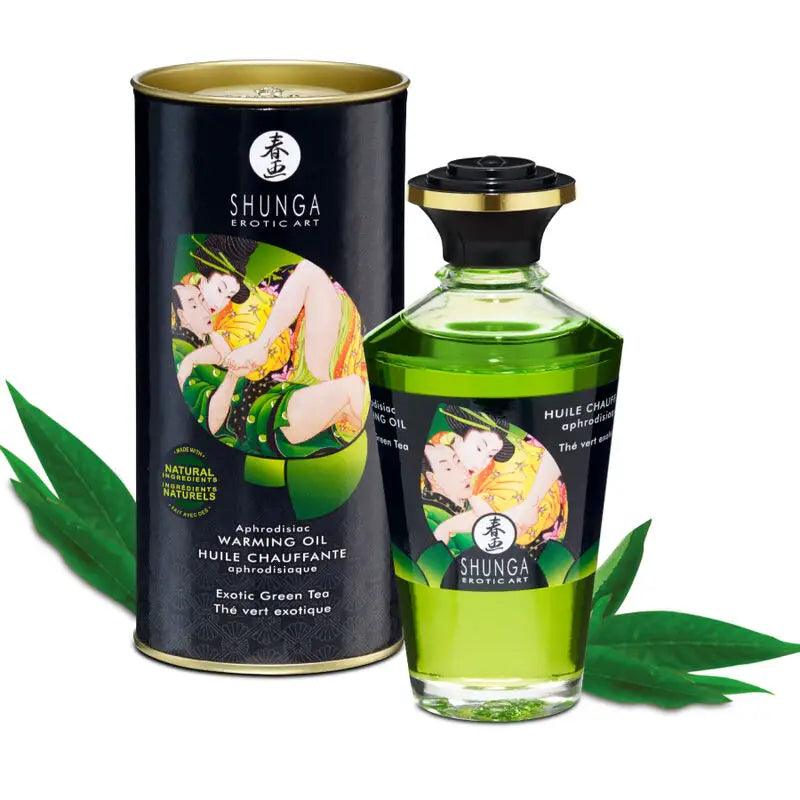 SHUNGA - ACEITE MASAJE EFECTO CALOR TE VERDE ORGANICO 100 ML - Optelum