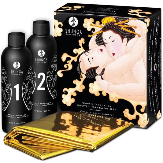 SHUNGA - GEL DE MASAJE EROTICO CUERPO A CUERPO ORIENTAL MELON MANGO - Optelum